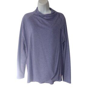 COPPER‎ FIT Women’s L Two Way Wrap Top Sweater Cardigan Zip Convertible Purple